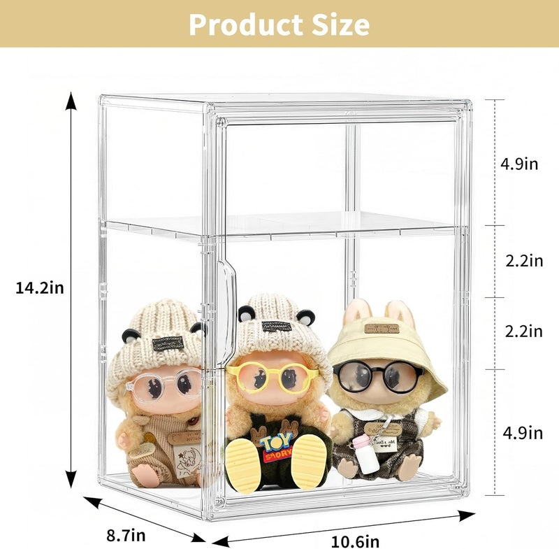 Attelite Large Clear Acrylic Display Case Shoe Storage Boxes With An Adjustable Divider,2 Pack 2 Tiers Clear Plastic Stackable Storage Bins With Lids Display Acrylic Box With Magnetic Door - Image 2